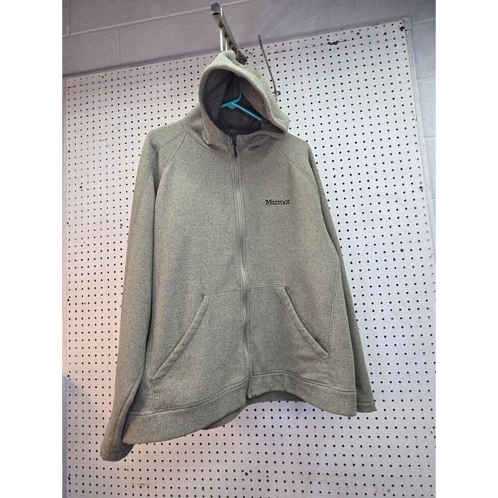 Marmot Hoodie Mens Large Green Hooded Cotton Mountain Pullover